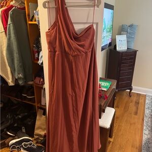 Birdy Grey One-Shoulder Terracotta Dress